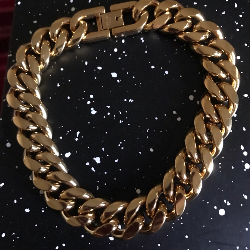 Gold Tone Chunky Cuban Link Bracelet